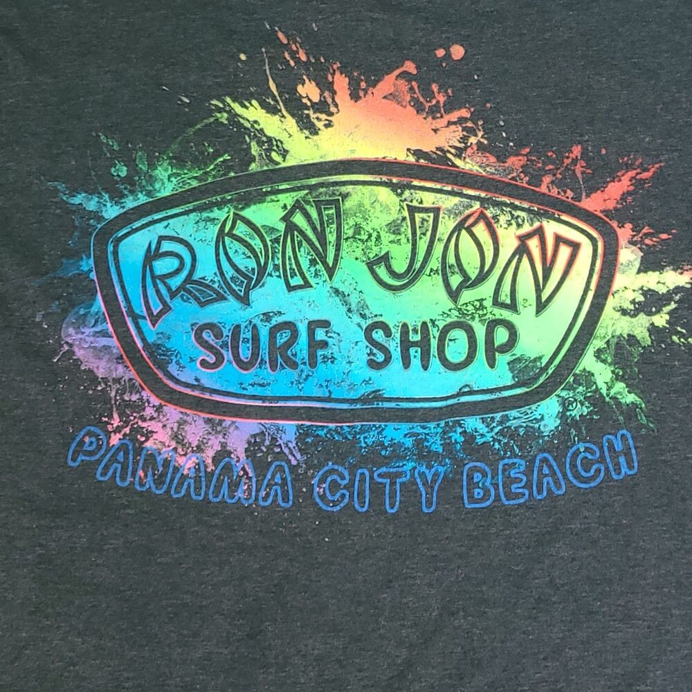 Ron Jon Surf Shop TShirt Size XL Gray Panama City Beach Rainbow Splash Surfing